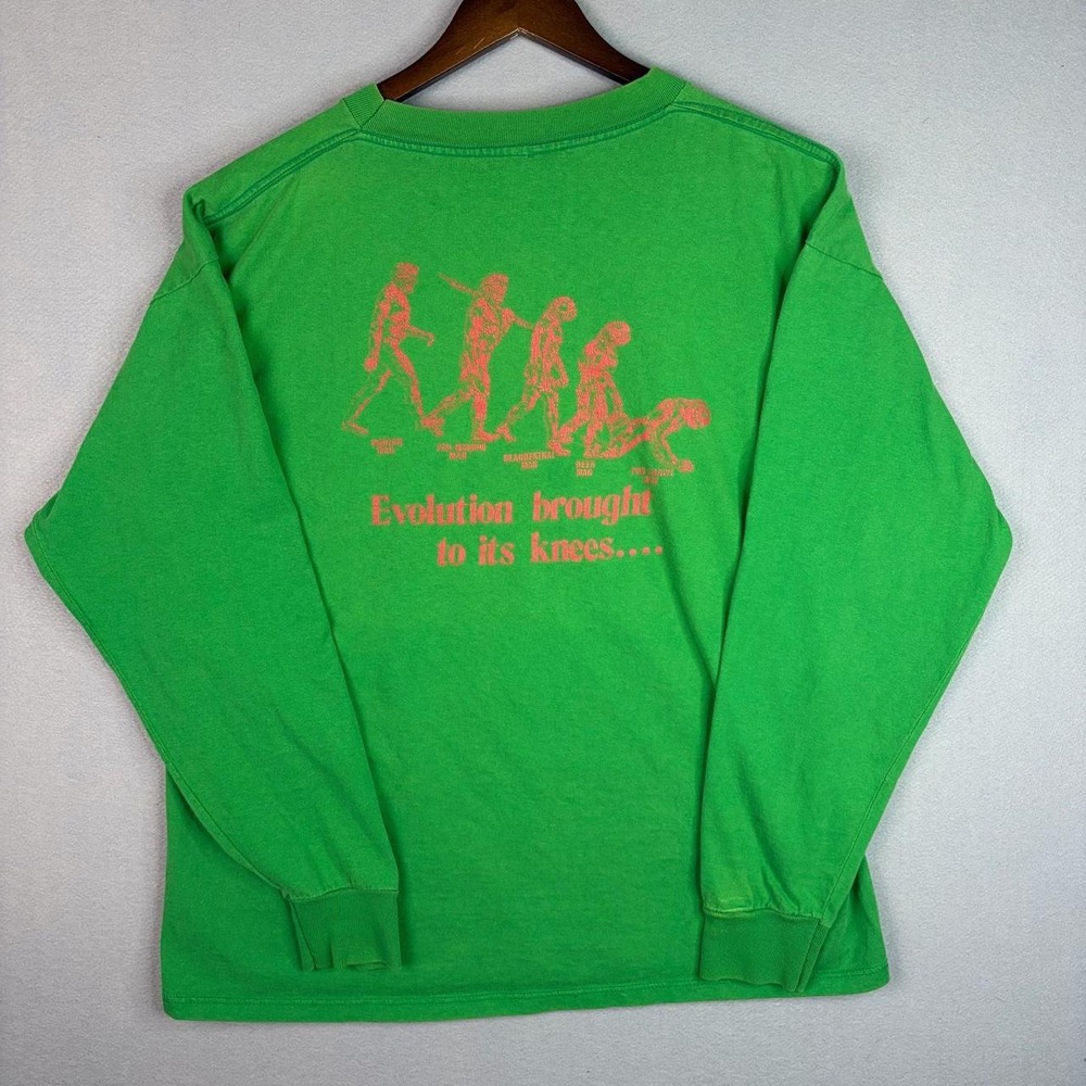 Vintage Greek Life Evolution of Pub Crawl 1989 Green Longsleeve Shirt XL